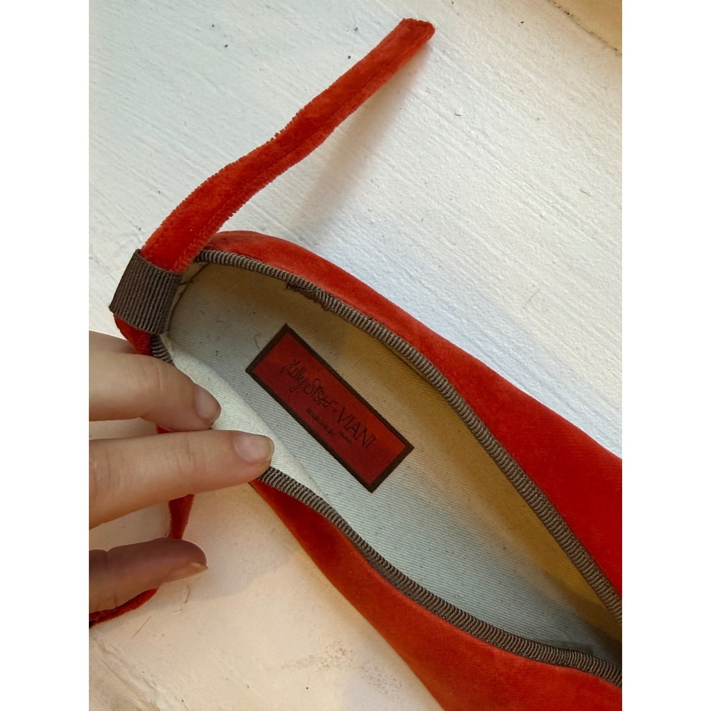 Viani Milano x Lilly Sisto Red Velvet Mary Jane Ankle Strap Flats Shoes - Picture 3 of 5